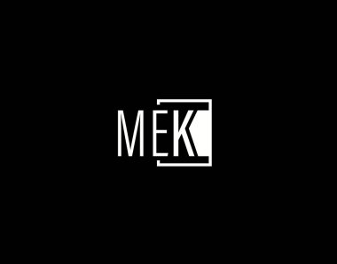 MEK Logosu ve Grafik Tasarımı, Modern ve Gösterişli Vektör Sanatı ve Simgeleri siyah arkaplanda izole edildi