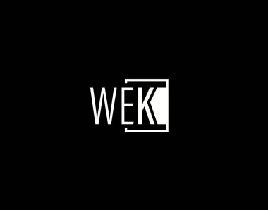 WEK Logosu ve Grafik Tasarımı, Modern ve Gösterişli Vektör Sanatı ve Simgeleri siyah arkaplanda izole edildi