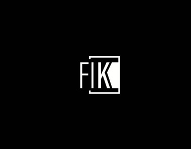 FIK Logosu ve Grafik Tasarımı, Modern ve Gösterişli Vektör Sanatı ve Simgeleri siyah arkaplanda izole edildi