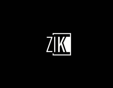 ZIK Logosu ve Grafik Tasarımı, Modern ve Gösterişli Vektör Sanatı ve Simgeleri siyah arkaplanda izole edildi