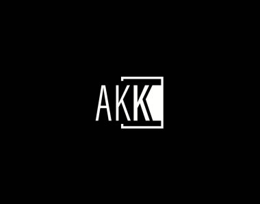 AKK Logosu ve Grafik Tasarımı, Modern ve Gösterişli Vektör Sanatı ve Simgeleri siyah arkaplanda izole edildi