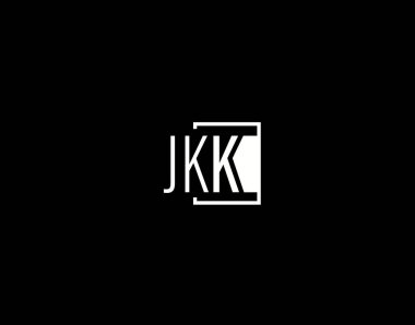 JKK Logosu ve Grafik Tasarımı, Modern ve Gösterişli Vektör Sanatı ve Simgeleri siyah arkaplanda izole edildi