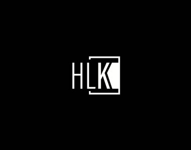 HLK Logosu ve Grafik Tasarımı, Modern ve Gösterişli Vektör Sanatı ve Simgeleri siyah arkaplanda izole edildi