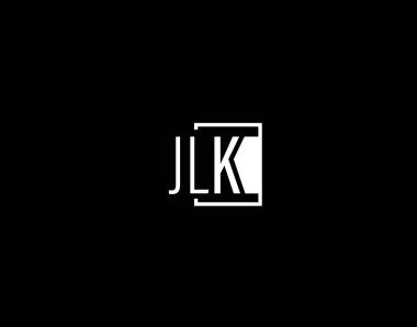 JLK Logosu ve Grafik Tasarımı, Modern ve Gösterişli Vektör Sanatı ve Simgeleri siyah arkaplanda izole edildi