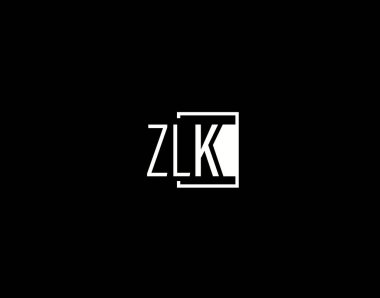 ZLK Logosu ve Grafik Tasarımı, Modern ve Gösterişli Vektör Sanatı ve Simgeleri siyah arkaplanda izole edildi