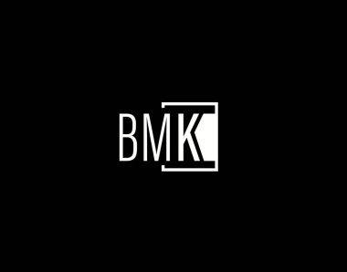 BMK Logosu ve Grafik Tasarımı, Modern ve Gösterişli Vektör Sanatı ve Simgeleri siyah arkaplanda izole edildi