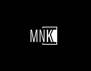 MNK Logosu ve Grafik Tasarımı, Modern ve Gösterişli Vektör Sanatı ve Simgeleri siyah arkaplanda izole edildi