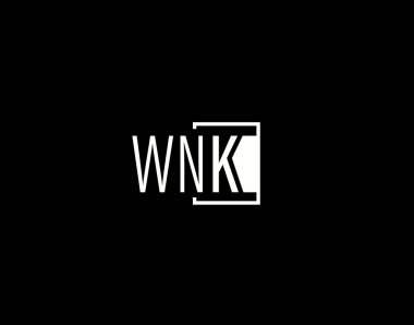 WNK Logosu ve Grafik Tasarımı, Modern ve Gösterişli Vektör Sanatı ve Simgeleri siyah arkaplanda izole edildi