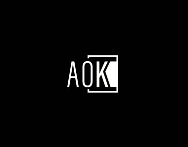 AOK Logo ve Grafik Tasarımı, Modern ve Parlak Vektör Sanatı ve Simgeleri siyah arkaplanda izole edildi