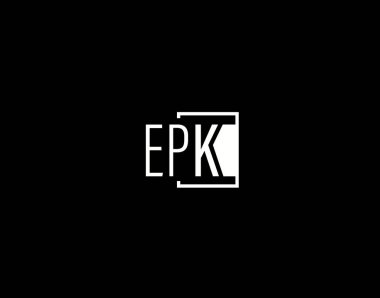 EPK Logosu ve Grafik Tasarımı, Modern ve Gösterişli Vektör Sanatı ve Simgeleri siyah arkaplanda izole edildi