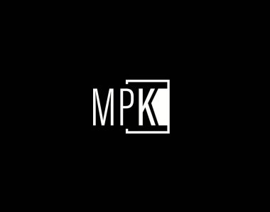 MPK Logosu ve Grafik Tasarımı, Modern ve Gösterişli Vektör Sanatı ve Simgeleri siyah arkaplanda izole edildi