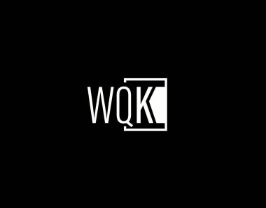 WQK Logosu ve Grafik Tasarımı, Modern ve Gösterişli Vektör Sanatı ve Simgeleri siyah arkaplanda izole edildi