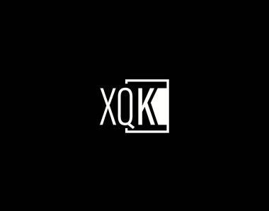 XQK Logosu ve Grafik Tasarımı, Modern ve Gösterişli Vektör Sanatı ve Simgeleri siyah arkaplanda izole edildi