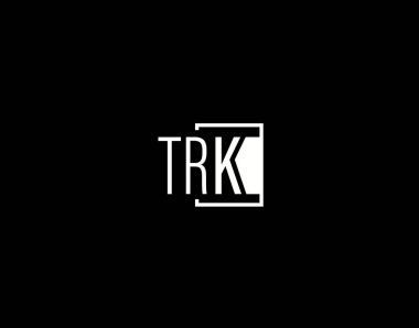 TRK Logosu ve Grafik Tasarımı, Modern ve Gösterişli Vektör Sanatı ve Simgeleri siyah arkaplanda izole edildi