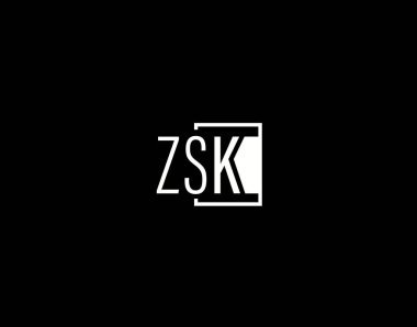 ZSK Logosu ve Grafik Tasarımı, Modern ve Gösterişli Vektör Sanatı ve Simgeleri siyah arkaplanda izole edildi