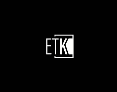 ETK Logosu ve Grafik Tasarımı, Modern ve Gösterişli Vektör Sanatı ve Simgeleri siyah arkaplanda izole edildi
