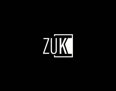 ZUK Logosu ve Grafik Tasarımı, Modern ve Gösterişli Vektör Sanatı ve Simgeleri siyah arkaplanda izole edildi