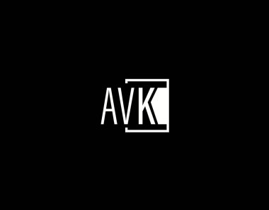 AVK Logosu ve Grafik Tasarımı, Modern ve Gösterişli Vektör Sanatı ve Simgeleri siyah arkaplanda izole edildi