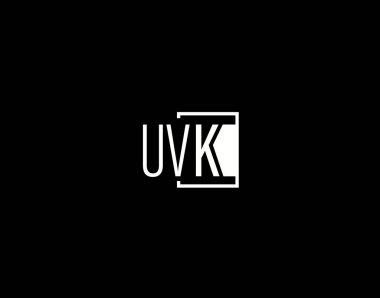 UVK Logosu ve Grafik Tasarımı, Modern ve Gösterişli Vektör Sanatı ve Simgeleri siyah arkaplanda izole edildi