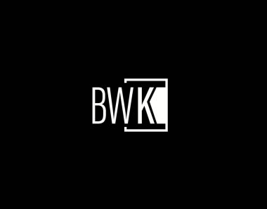 BWK Logosu ve Grafik Tasarımı, Modern ve Gösterişli Vektör Sanatı ve Simgeleri siyah arkaplanda izole edildi