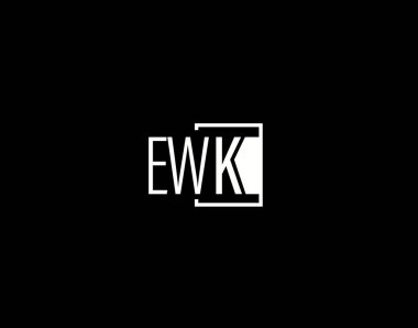 EWK Logosu ve Grafik Tasarımı, Modern ve Gösterişli Vektör Sanatı ve Simgeleri siyah arkaplanda izole edildi