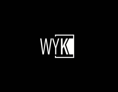 WYK Logosu ve Grafik Tasarımı, Modern ve Gösterişli Vektör Sanatı ve Simgeleri siyah arkaplanda izole edildi