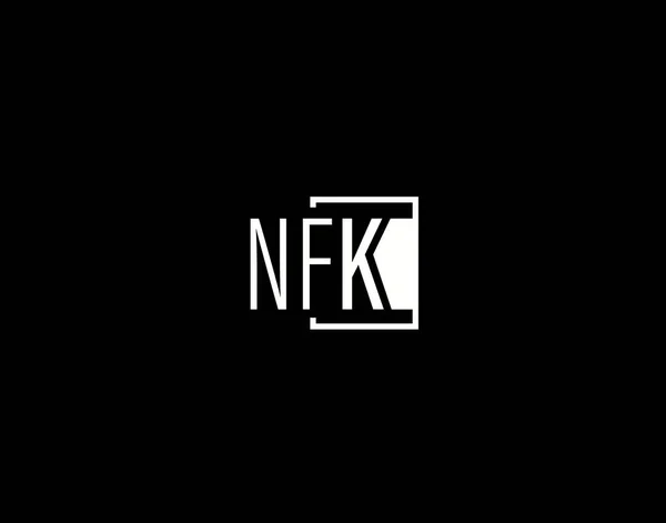 Nfkロゴとグラフィックデザイン 黒の背景に隔離された現代とスリークベクトルアートとアイコン — ストックベクタ