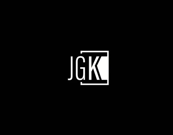 Jgkロゴとグラフィックデザイン モダンとスリークベクトルアートと黒の背景に隔離されたアイコン — ストックベクタ