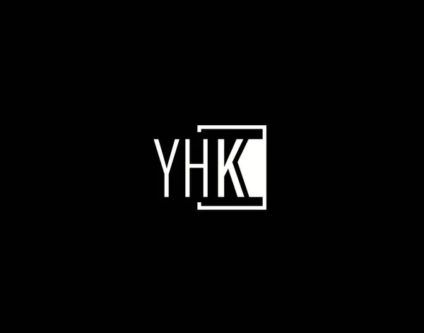 Yhk Logo Grafisch Ontwerp Moderne Strakke Vectorkunst Iconen Geïsoleerd Zwarte — Stockvector