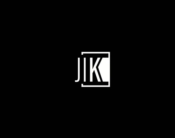 Jik标识和图形设计 现代和Sleek矢量艺术和图标隔离的黑色背景 — 图库矢量图片