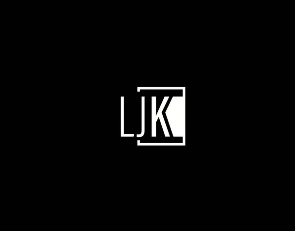Ljk标识和图形设计 现代和Sleek矢量艺术和图标隔离的黑色背景 — 图库矢量图片