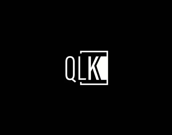 Qlk标识和图形设计 现代和Sleek矢量艺术和图标隔离的黑色背景 — 图库矢量图片