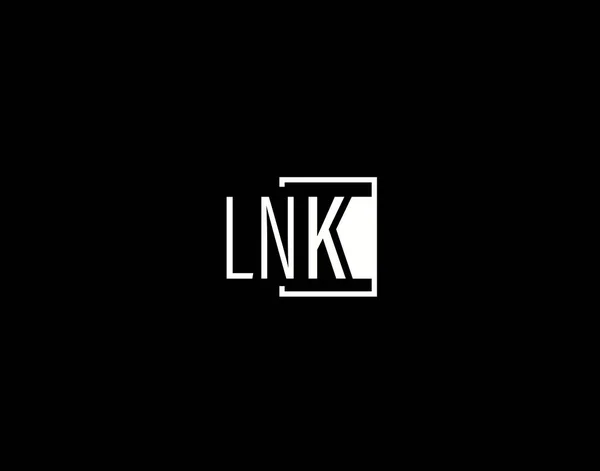 Lnkロゴとグラフィックデザイン 黒の背景に隔離された現代とスリークベクトルアートとアイコン — ストックベクタ