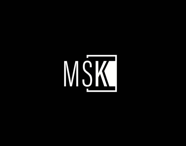 Msk Logó Grafikai Tervezés Modern Sleek Vector Art Ikonokat Elszigetelt — Stock Vector