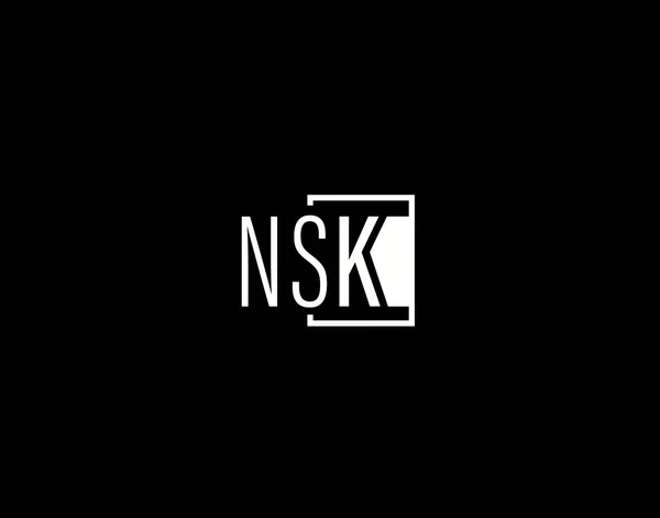 ブラックを基調としたNskのロゴとグラフィックデザイン モダン スリークベクトルアートとアイコン — ストックベクタ