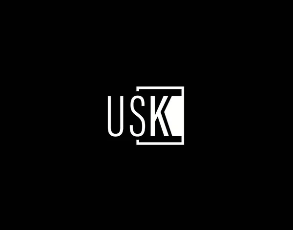 Usk Logo Graphics Design Modern Sleek Vector Art Icons Isolated — Stock Vector