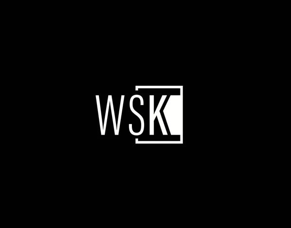 Wsk Logo Graphics Design Arte Vectorial Moderna Elegante Ícones Isolados —  Vetores de Stock