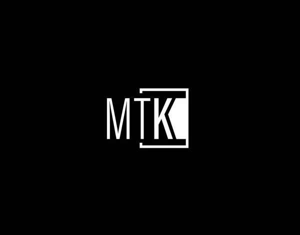 Mtk Logosu Grafik Tasarımı Modern Gösterişli Vektör Sanatı Simgeleri Siyah — Stok Vektör