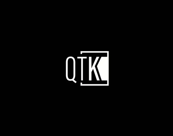 Qtk Logosu Grafik Tasarımı Modern Gösterişli Vektör Sanatı Simgeleri Siyah — Stok Vektör