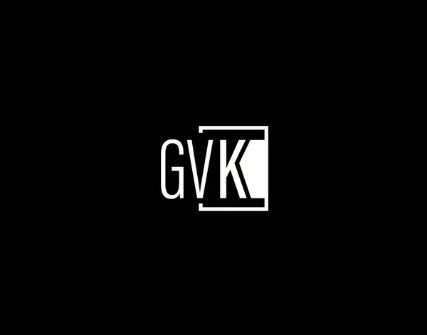 Λογότυπο Και Γραφιστική Gvk Μοντέρνα Και Κομψή Διανυσματική Τέχνη Και — Διανυσματικό Αρχείο
