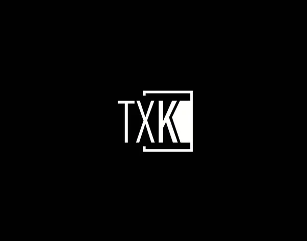 Txkロゴとグラフィックデザイン 黒の背景に隔離された現代とスリークベクトルアートとアイコン — ストックベクタ