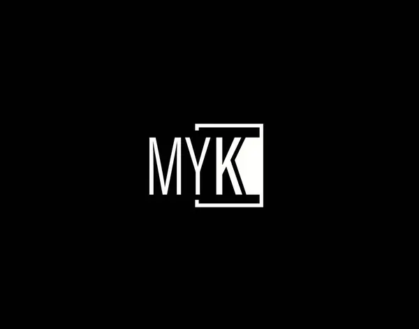 Myk Logo Grafisch Ontwerp Moderne Strakke Vectorkunst Iconen Geïsoleerd Zwarte — Stockvector