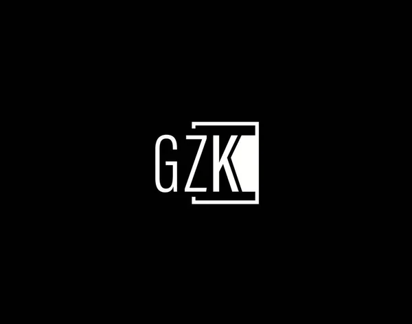 Gzk标识和图形设计 现代和Sleek矢量艺术和图标隔离的黑色背景 — 图库矢量图片