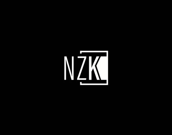 Diseño Logo Gráficos Nzk Arte Vector Moderno Elegante Iconos Aislados — Vector de stock