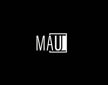 MAU Logosu ve Grafik Tasarımı, Modern ve Gösterişli Vektör Sanatı ve Simgeleri siyah arkaplanda izole edildi