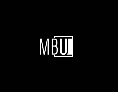 MBU Logosu ve Grafik Tasarımı, Modern ve Gösterişli Vektör Sanatı ve Simgeleri siyah arkaplanda izole edildi