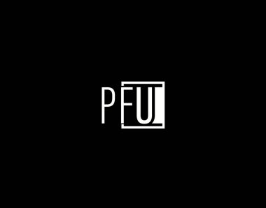 PFU Logosu ve Grafik Tasarımı, Modern ve Gösterişli Vektör Sanatı ve Simgeleri siyah arkaplanda izole edildi