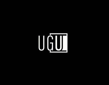 UGU Logosu ve Grafik Tasarımı, Modern ve Gösterişli Vektör Sanatı ve Simgeleri siyah arkaplanda izole edildi