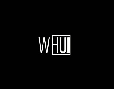 WHU Logosu ve Grafik Tasarımı, Modern ve Gösterişli Vektör Sanatı ve Simgeleri siyah arkaplanda izole edildi