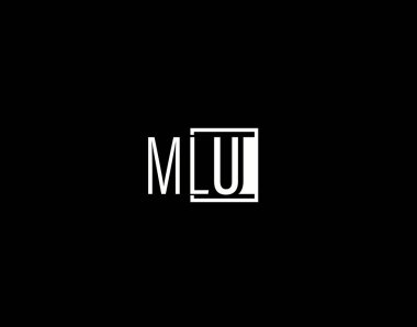 Mlu Logosu ve Grafik Tasarımı, Modern ve Gösterişli Vektör Sanatı ve Simgeleri siyah arkaplanda izole edildi